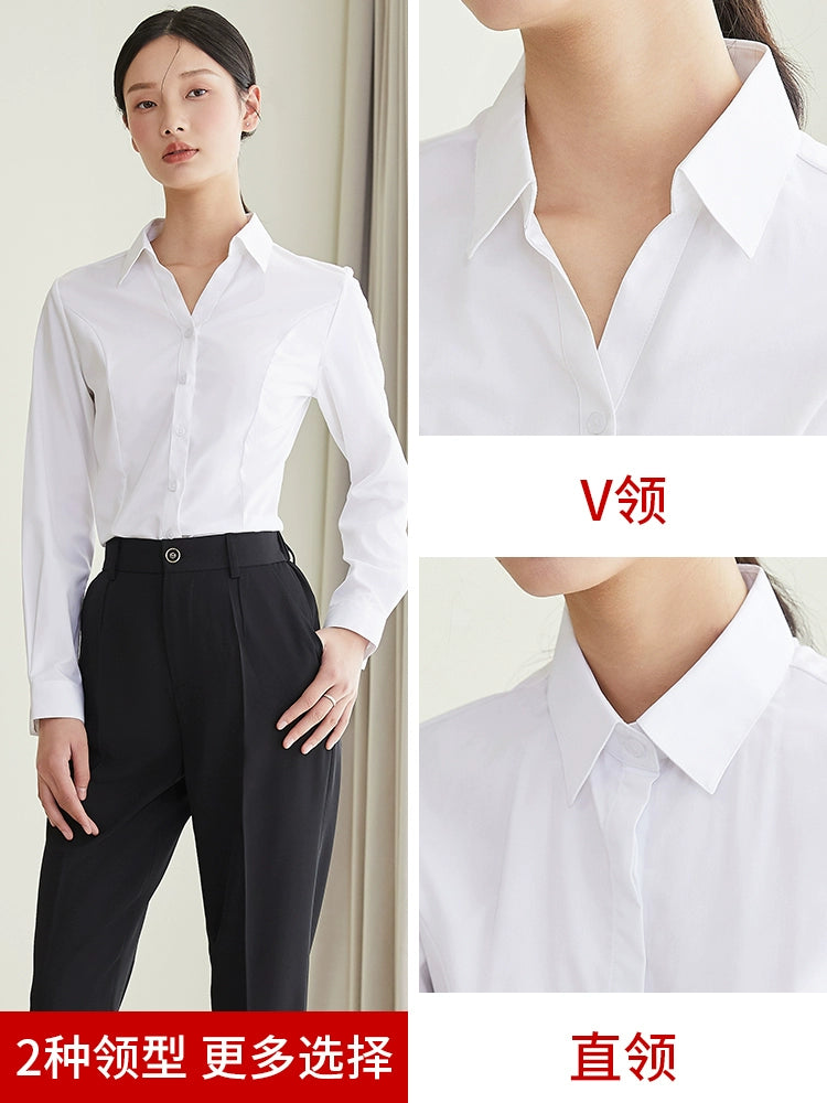 Long Sleeves Formal Suit Work Clothes Slim Fit Inner Wear White Shirt