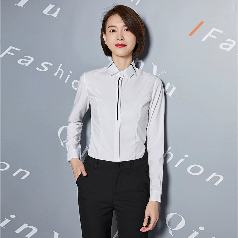 Long Sleeves Formal Suit Work Clothes Slim Fit Inner Wear White Shirt