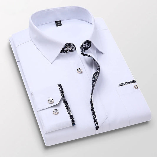 2024 New Arrival Lapel Luxurious Men's Printed Dress Shirt Slim