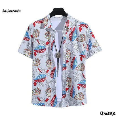 Men's Summer Short Sleeve Printed Shirt Thin Beach Shirt